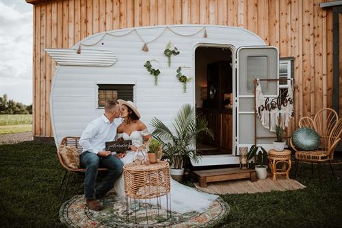 Our camper photo lounge is the perfect retro photo booth.