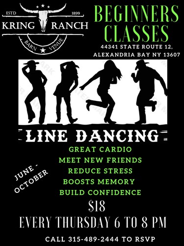Line Dancing Classes Every Thursday Night from 6-8 PM 2 hours for $18