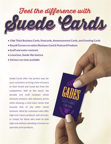 Stand out from the crowd with Suede Cards!