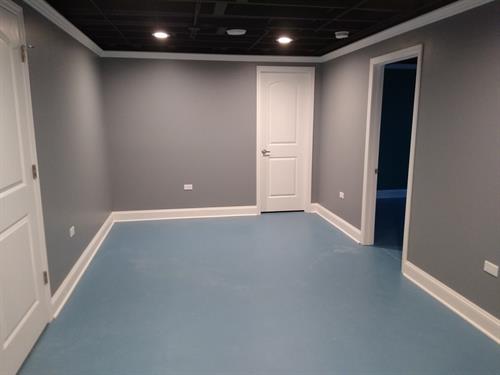 Basement painting project in Grayslake.