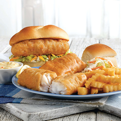 North Atlantic Cod, available as a Sandwich or as a Dinner