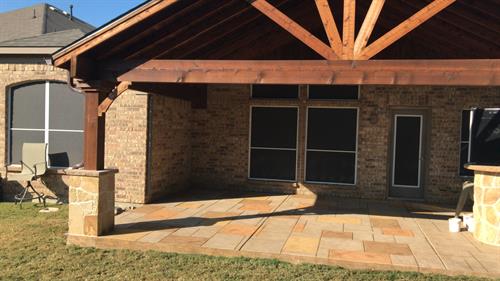 Patio Cover with Stamped Concrete