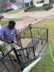 Cleaning concrete stairs and walkways