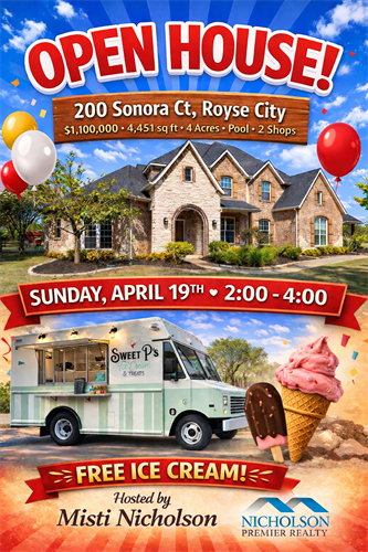 OPEN HOUSE and FREE ICE CREAM 