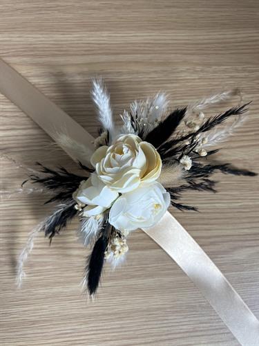 Silk and dried stems corsage for prom
