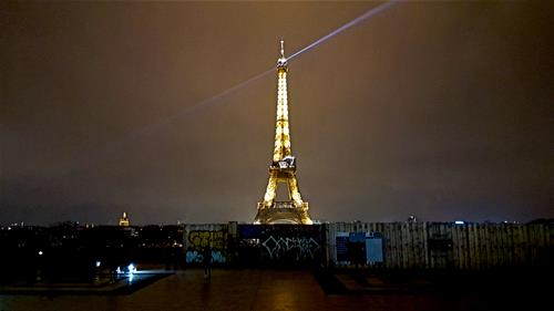 France Paris Trocadero Square Eiffel Tower at night