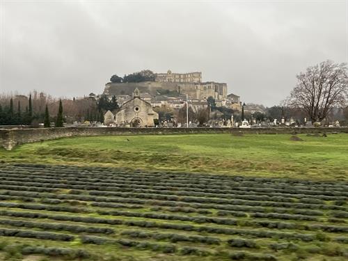 France Grignan Chateau de Grignan Castle over Lavendar and Fields