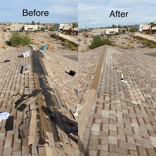 Ridge replacement on a roof