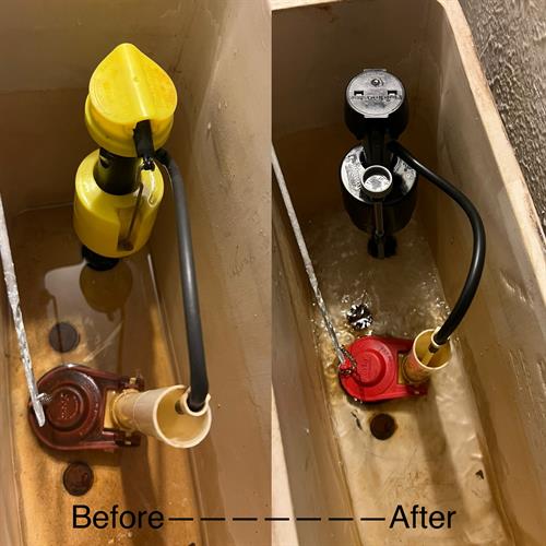 Float valve, and flapper repair on a toilet