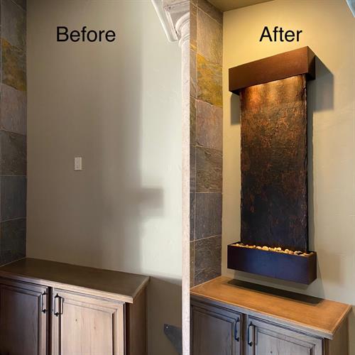 Installed a wall decor fountain