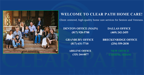 Clear Path Home Care was started by JM and Michele Simmonds in 2013 to care for JM's parents. They have since expanded to six offices in the state of Texas and moving in to Colorado, all while remaining family owned and operated! 
