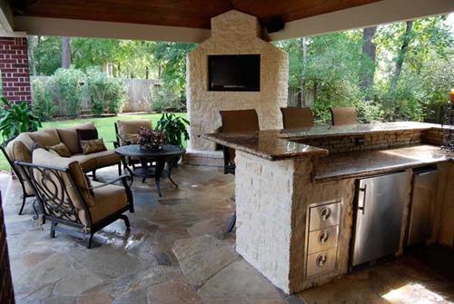 Outdoor Kitchen with Fireplace