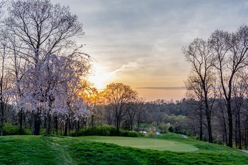 Captivating sunset on hole number 11 at the Greencastle Golf Club