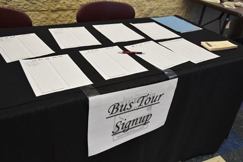 Bus Tour Sign up table