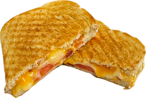 The County Line: Three-cheese classic: provolone, cheddar & Swiss, tomato & bacon on pressed sourdough