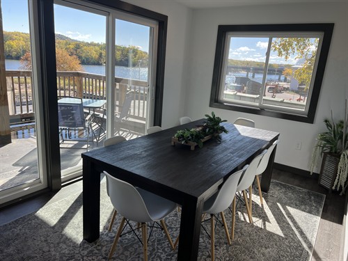 Our office meeting space featuring scenic views of Lake Wisconsin.