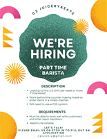 Hiring for baristas - part time