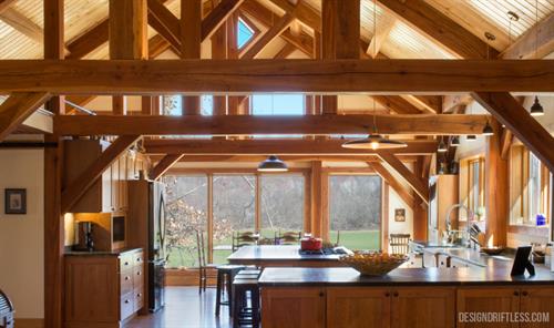 Wooden beams in home