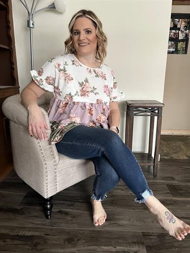 Floral top with jeans