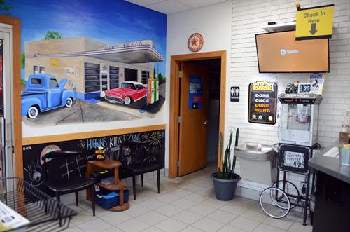 Customer waiting area and restroom