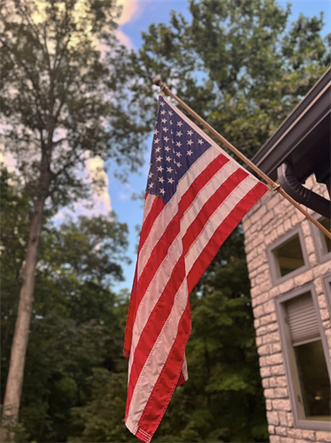 R.J. loves America and flies his flag (properly lit) daily