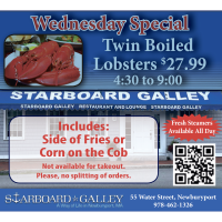 Starboard Gally Wednesday Special - Twin Boiled Lobsters $27.99