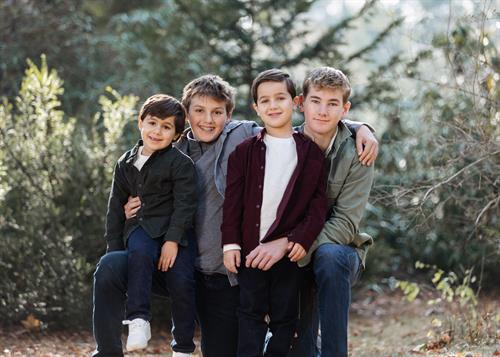 family photo in the woods