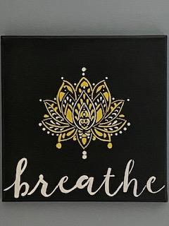 Breathe Deeply Delicate Lotus Flower Stretched Canvas Art