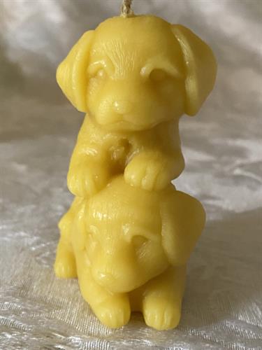 Playful Puppies Hand Poured Beeswax Candle