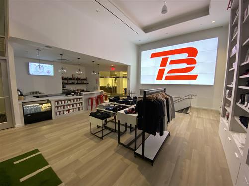 Video wall we helped install for TB12 store along with speakers, lighting, & full controls/automation. 