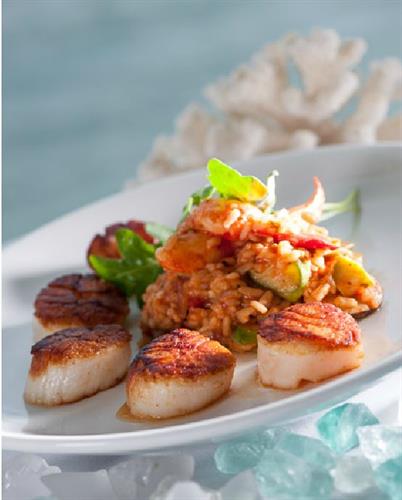Scallops Risotto is one of Chef Harley's signature entrees.