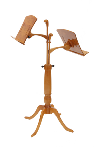 Duet, double music stand, tiger maple