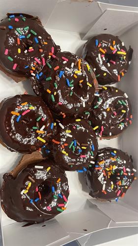 Chocolate donuts with chocolate ganache 