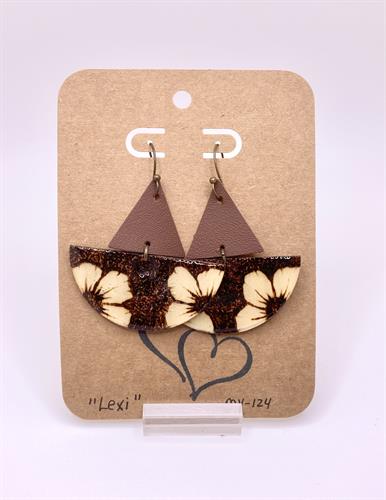 Young at Heart Designs Wood-Burn and Leather Earrings
