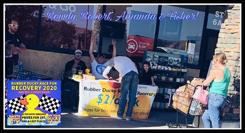 Some of our incredible volunteers selling ducks at Albertsons for our annual fundraiser event, GCRCC'S Rubber Ducky Race for Recovery 2020.