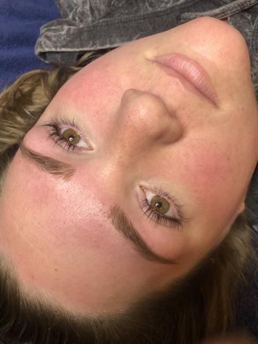 Guest after a lash lift and tint, and a brow wax and tint. 