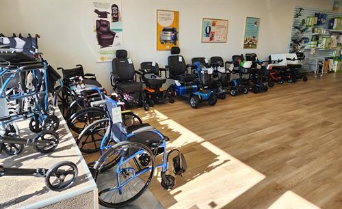 We're known for our wide range of mobility equipment and expertise in power mobility. Our showroom offers everything from walking aids and compression therapy to bracing, bathroom safety, and power lift recliners.