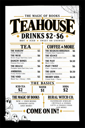 Fall Tea Menu