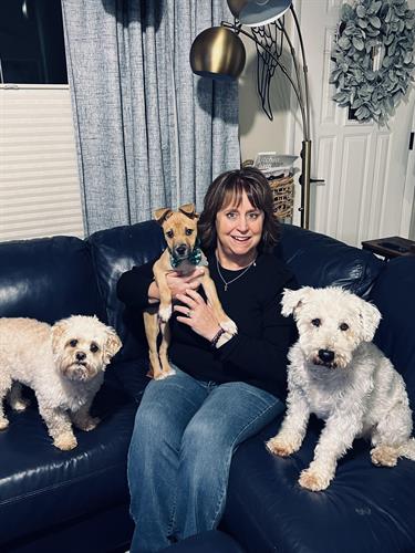 Sara and her rescue dogs.