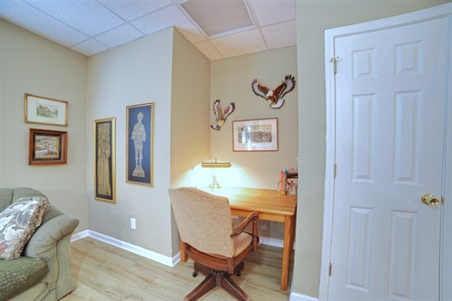 Desk and work area.