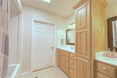 Bathroom 2 with double sinks shared with bedrooms 2 & 3.