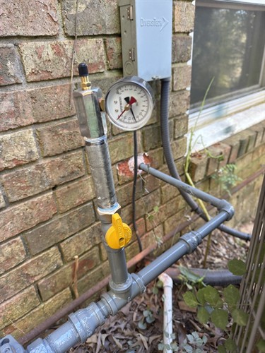 Pressure testing a new gas line in Cartersville