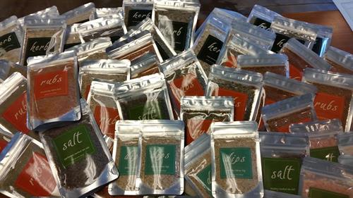 Large selection of salts, rubs, dips, herbs, tapenades and more!
