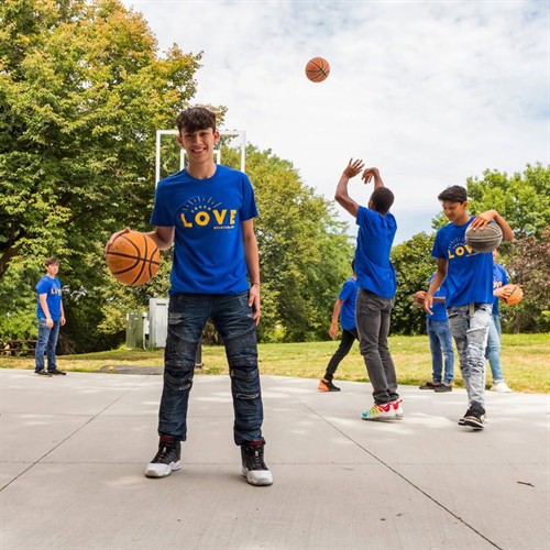 Boys Town Youth photoshoot at the basketball court