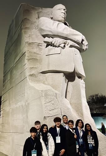 FDI Students & President Lopez at the MLK Monument