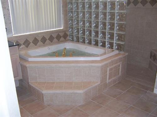 A jacuzzi remodel with glass block. Absolutely gorgeous!