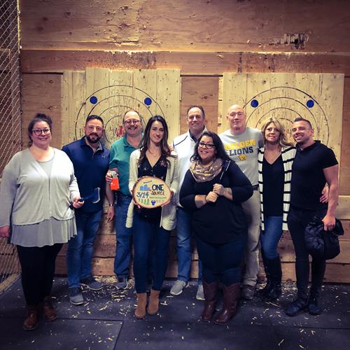 ONE SOURCE employee event at Blue Ox Axe Throwing in Wallingford, CT