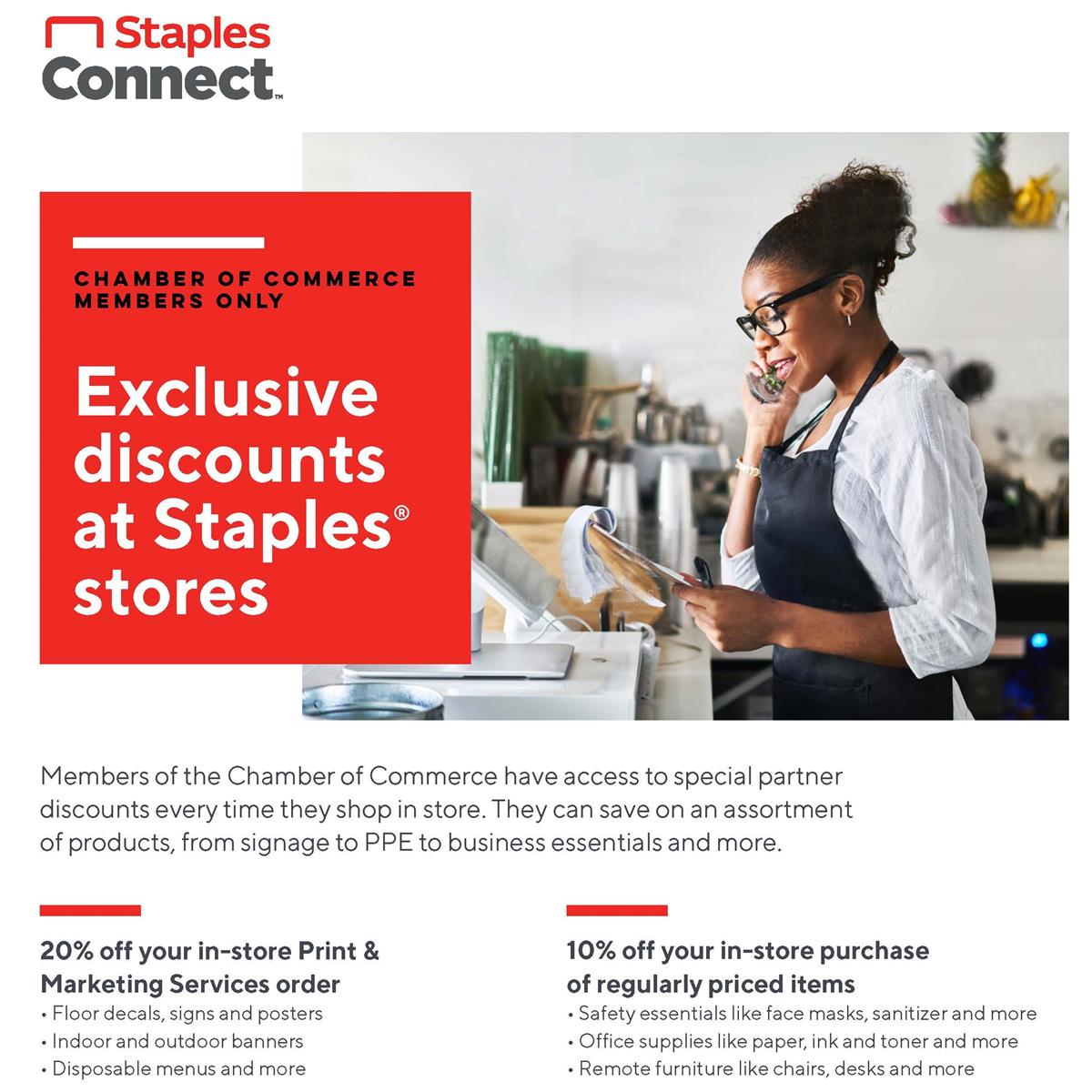 Staples offers Chamber members deals