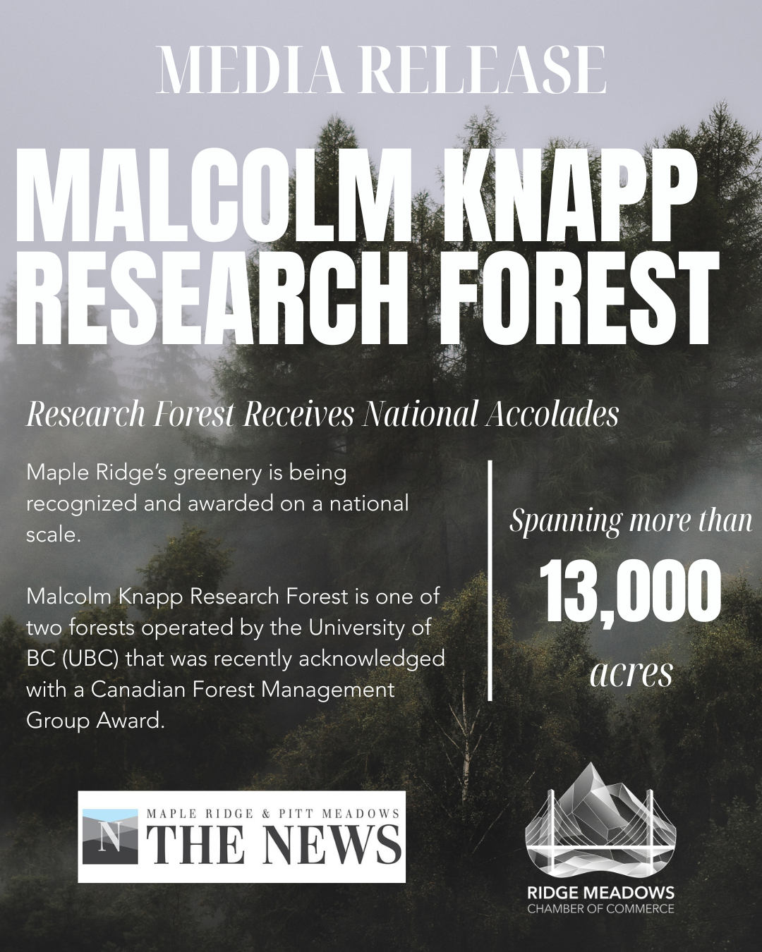 Image for Maple Ridge's research forest receives national accolades