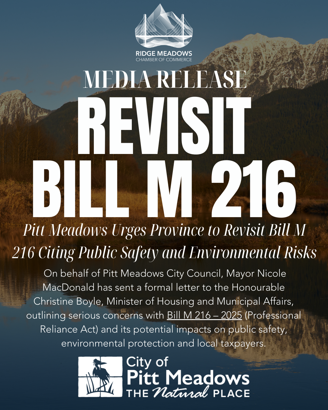 Image for Pitt Meadows Urges Province to Revisit Bill M 216 Citing Public Safety and Environmental Risks